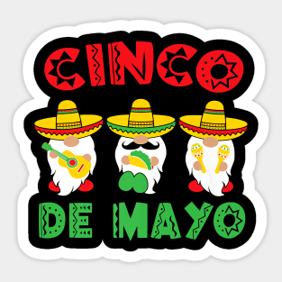 Cinco De Mayo Gnome Tacos Mexican Men Women Kids Present Sticker